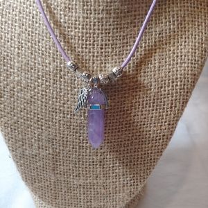 Purple Agate Hexagon Necklace